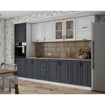 Кухня Soft Premier 6 300cm МДФ бял и МДФ графит