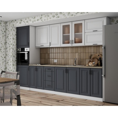 Кухня Soft Premier 6 300cm МДФ бял и МДФ графит