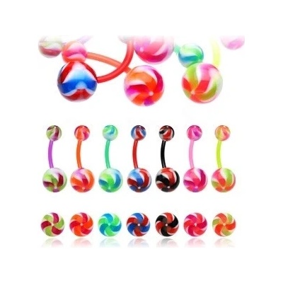 Šperky eshop piercing do pupíku barevná vrtulka I17.09 černá
