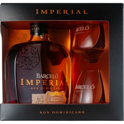 Ron Barceló Imperial 38% 0,7 l (dárkové balení 2 sklenice)