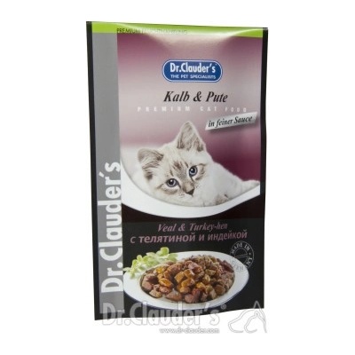 Dr.Clauder's Premium Pouches- телешко, пуика и сос за котки, 100 гр