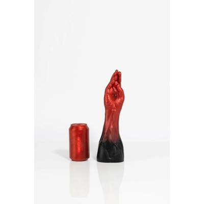 Twisted Beast Hand of God Demon Blood Ombre Medium prémiové silikónové dildo s Vac-U-Lock prísavkou 30 x 3,6–7,5 cm