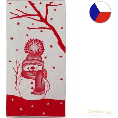 Veba ručník Zara Sněhulák 75 x 150 cm bíločervená