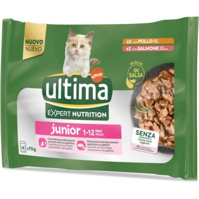 Ultima Cat Expert Nutrition Junior kuřecí a losos 4 x 70 g