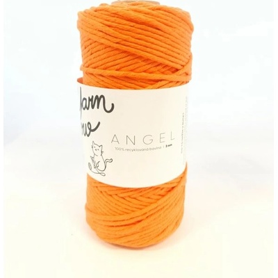 YarnMellow Macramé šňůry Angel 5mm Oranžová (Rozčesávací příze macramé YarnMellow Angel 5mm Oranžová. Je ze 100% recyklované bavlny a najdete ji u nás v mnoha odstínech.)