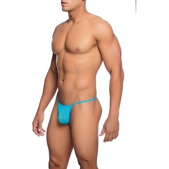 Image 1 of MOB Sheer T-Back Thong Aqua S/M