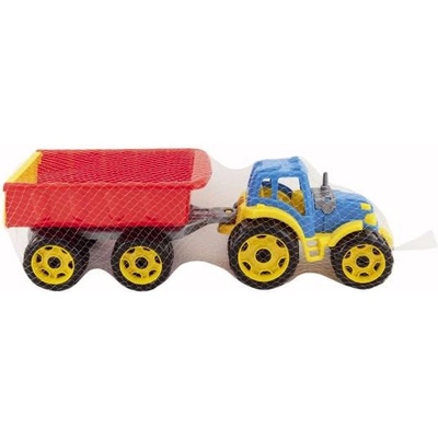 Teddies Traktor s vlekem 53cm na volný chod Červenomodrý
