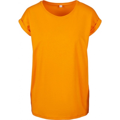 Build Your Brand Prodloužené splývavé tričko s ohrnutými rukávy Paradise Orange