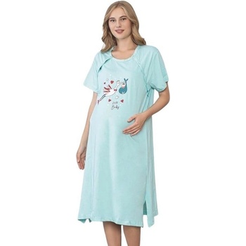 Памучна нощница за родилки в синьо