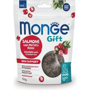 Monge Gift Super M Skin Support лакомства за кучета - меки хапки със сьомга и червени боровинки за здрави кожа и козина 150gr