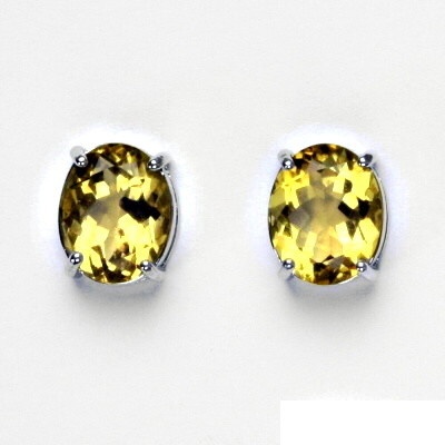 Čištín Zlaté náušnice, přírodní citrín pálený 10x8 mm , bílé i žluté zlato - NŠ 1242