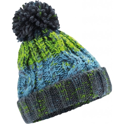 Beechfield dětská čepice s bambulí Corkscrew beanie šedá zelená