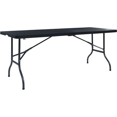 vidaXL Сгъваема градинска маса черна 180x75x72 см HDPE имитация ратан (48831)