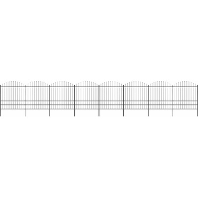 vidaXL Zahradní plot s hroty ocel (1,75–2) x 13,6 m černý