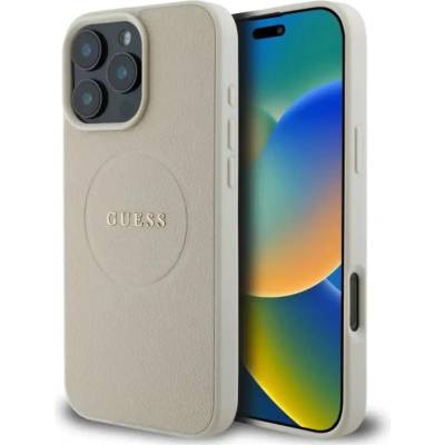 GUESS Калъф Guess Grained Gold Ring MagSafe за iPhone 16 Pro Max - бежов (3666339304287)