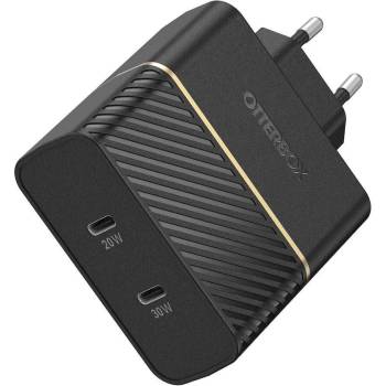 OtterBox Dual Fast Wall Charger 50W Charger - захранване за ел. мрежа смартфони и таблети с 2xUSB-C изхода и с технология за бързо зареждане (черен)