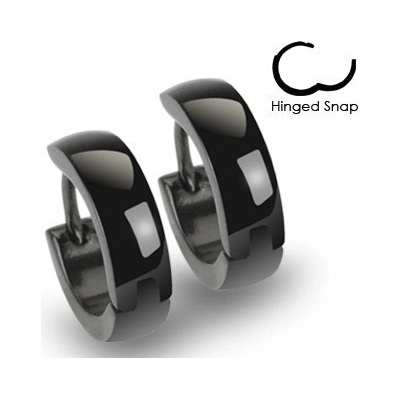 Šperky eshop kruhové ocelové náušnice s lesklou černou barvou zaoblený povrch V15.16