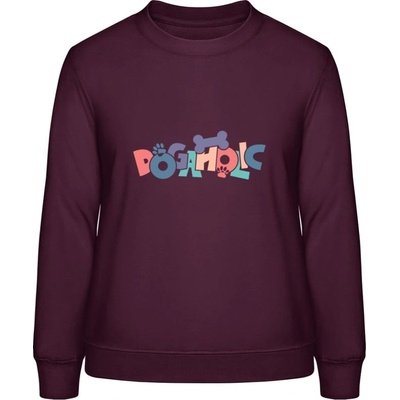 AWDis Sweat mikina Psí dizajn s nápisom DOGAHOLIC purpurovočervená