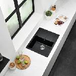 Inter Ceramic Композитна кухненска мивка Inter Ceramic, черен гранит, 62x50 см, с отцедник (8220BLACK) Мивка за вграждане