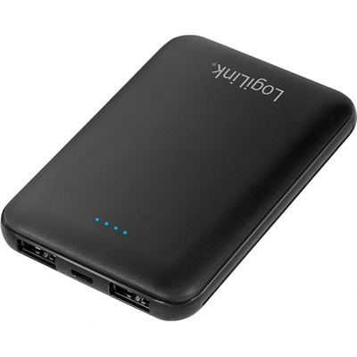 LogiLink Захранваща банка 5000 mAh, 2x USB-A, тънка, черна