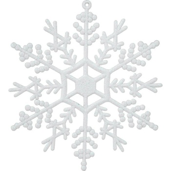 MagicHome Ozdoba 6 ks snehová vločka biela na vianočný stromček 12 cm