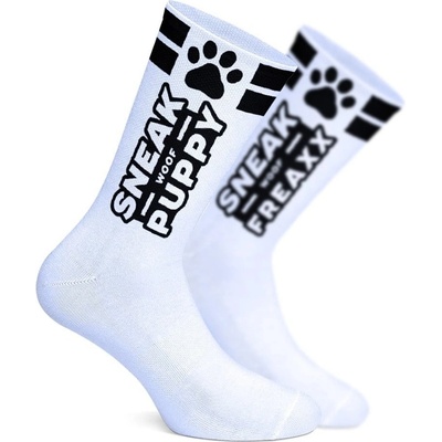 Sneakfreaxx Sneak Woof Puppy Socks Black White bavlněné ponožky s tlapkami