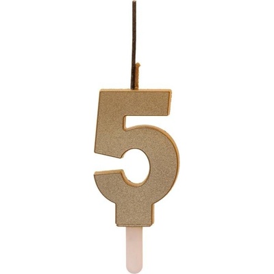 Dortisimo Dekora svíčka s prskavkou zlatá číslo 5 – Zboží Dáma