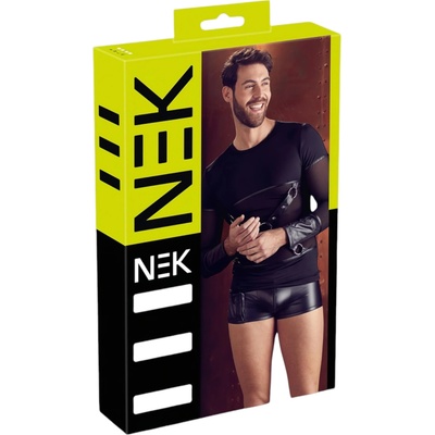 NEK - дълъг ръкав с кръстообразни ленти, мъжка блуза (черна)