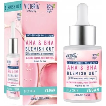 Victoria Beauty Blemish Out Serum - Серум за лице против пъпки с натурални AHA и BHA, цинк и масло от чаено дърво 30мл