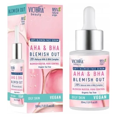 Victoria Beauty Blemish Out Serum - Серум за лице против пъпки с натурални AHA и BHA, цинк и масло от чаено дърво 30мл