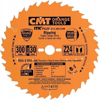CMT Kotouč na dřevo OSB, tenký pro okružní pily, 300 x 30 mm, 24 zubů, s vidiovým povlakem 271.300.24M