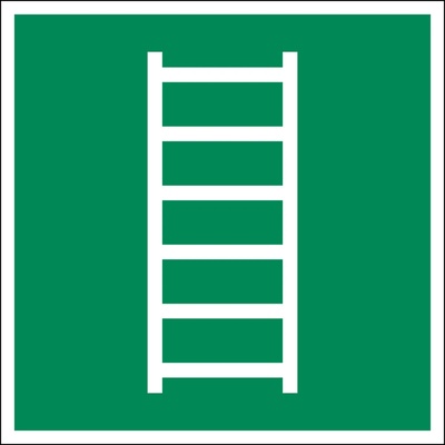 Značka Únikový rebrík, ISO 7010, plast, fotoluminiscenčná, 200 x 200 mm, BJ = 5 ks