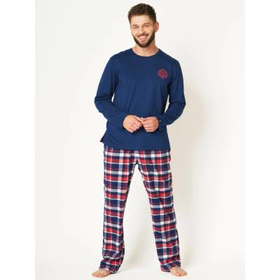 Pánské pyžamo KEY 613 flanel tmavě modrá