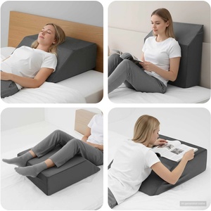 vidaXL Възглавничка за крака 63 x 52 x 19 см Твърд PU пяна Сив (42020191)