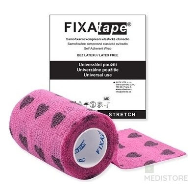 ALFA VITA, s.r.o. FIXAtape STRETCH Samofixačné elastické ovínadlo farba fialová so srdiečkami, 7,5 cm x 450 cm 1 ks
