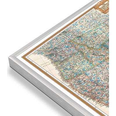 National Geographic USA - nástěnná mapa Executive 112 x 76 cm Varianta: mapa v hliníkovém rámu, Provedení: stříbrný rám
