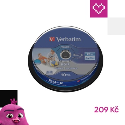 Verbatim BD-R 25GB 6x, printable, cakebox, 10ks (43804) – Zboží Živě