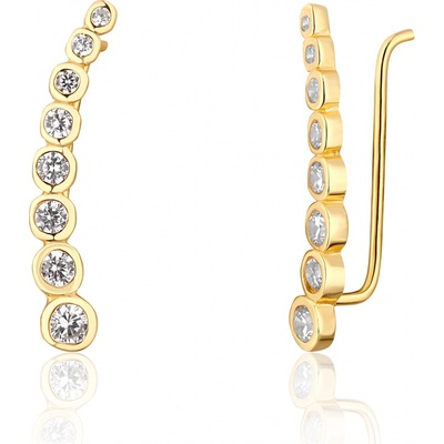 JwL Luxury Pearls pozlátené pozdĺžne náušnice s trblietavými kryštálmi JL0743
