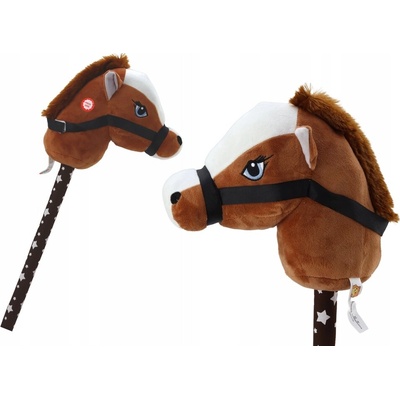 LEAN Toys Kůň na tyči Hobby Horse krátkosrstý se zvuky tmavě hnědý