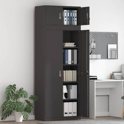 vidaXL Шкаф за съхранение 2 бр. Черен 80 x 40 x 220 см Стомана (3438681)