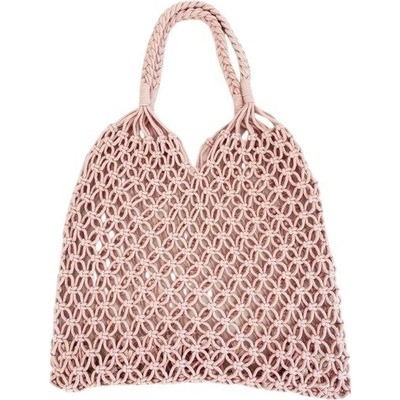 Macramé bavlněná plážová kabelka Růžová
