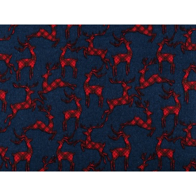 Bavlněný flanel vánoční METRÁŽ - 3 (008) modrá tmavá