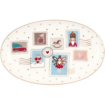 GREEN GATE Servírovací talíř Xmas Letter white 24 cm, bílá barva, porcelán