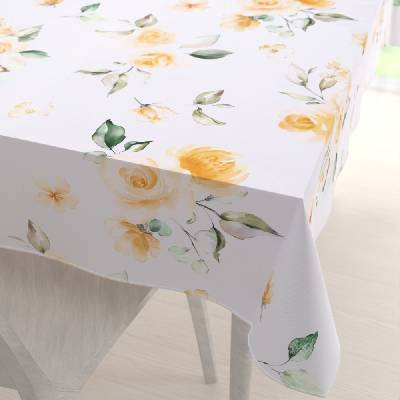 Biante Teflónový obdĺžnikový obrus TF-043 Žlté ruže na bielom 140x160 cm