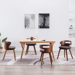 vidaXL Трапезни столове, 4 бр, тъмносиви, огънато дърво и плат (278850)