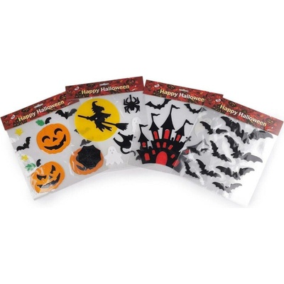 Gelové samolepky Halloween / čarodějnice - 2 žlutá čarodějnice