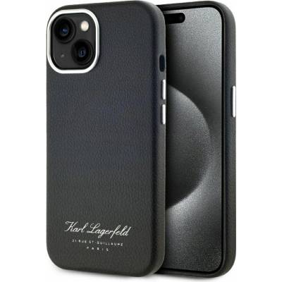 Karl Lagerfeld Grained PU Hotel RSG zadný kryt iPhone 15 čierny