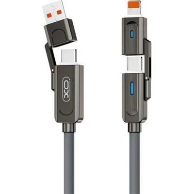XO NB275 Кабел за зареждане 4в1 Type-C/USB - Type-C/мълния, 100 см, ЧЕРЕН XO-NB275 (XO-NB275)