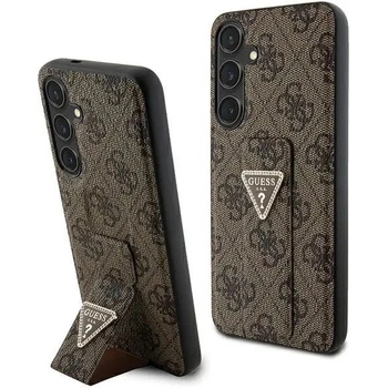 GUESS Кейс Guess GUHCS24SPGS4TDW за Samsung Galaxy S24 S921, кафяв / кафяв, твърд, Grip Stand 4G Triangle Strass