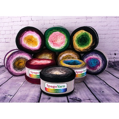 Příze Rainbow Spago 250 g - 05 fialová-krémová-žlutá